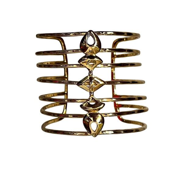 Retired Stella & Dot Gold Becker Cage Cuff Bracelet - Picture 1 of 8